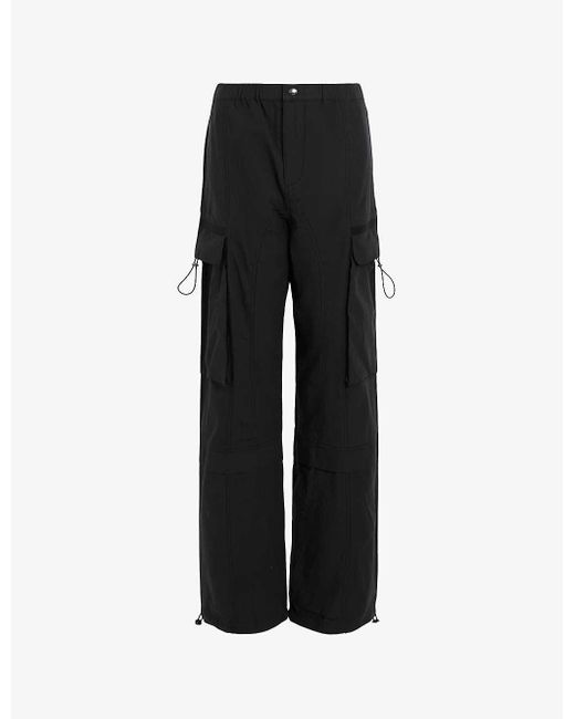 AllSaints Black Barbara High-rise Elasticated-waist Organic-cotton Trousers