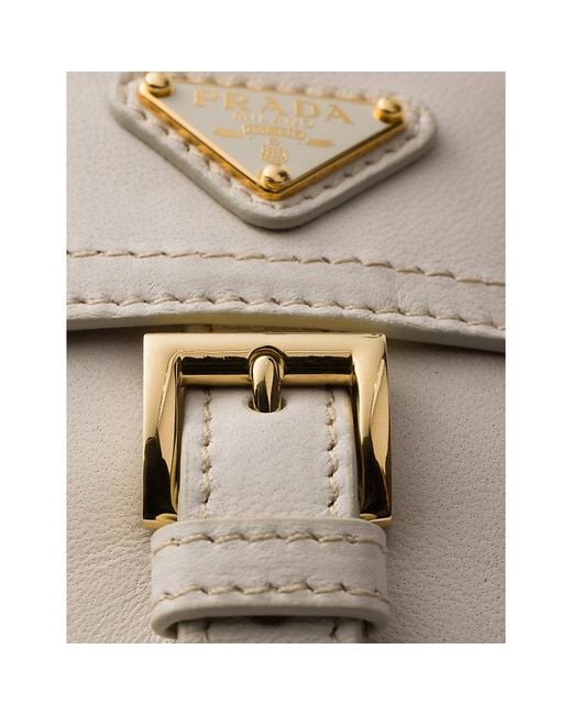 Prada Natural Logo-Plaque Leather Pouch