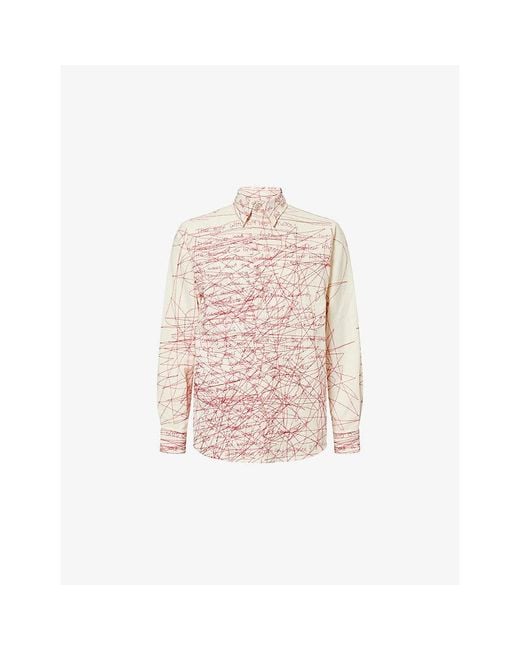 Kidsuper Pink Manuscript-Embroidered Long-Sleeve Cotton-Blend Shirt for men