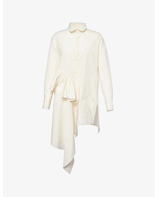 Uma Wang White Trista Asymmetric Relaxed-fit Cotton Top