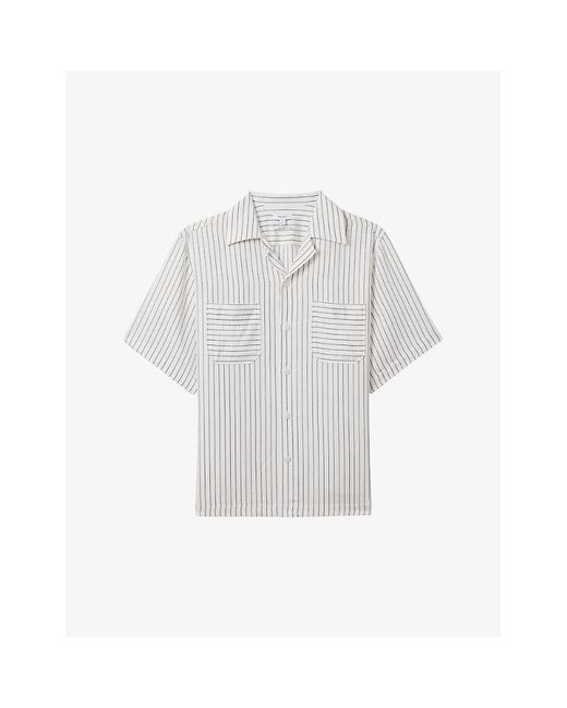 Reiss White Anchor Striped Woven Shirt X for men