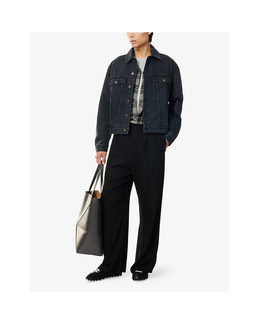 Loewe Blue Anagram-Embroidery Relaxed-Fit Denim Jacket for men