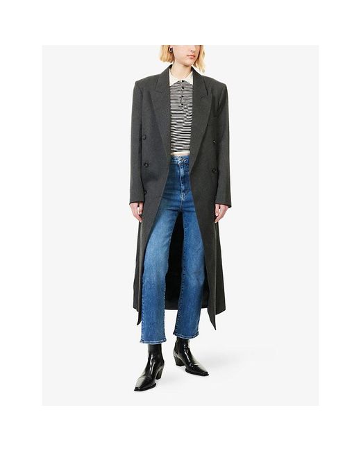 FRAME Blue The Pencil Crop Stretch-Denim Jeans