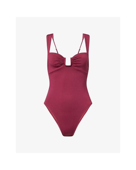 Away That Day Red Cannes Balconette High-Leg Swimsuit