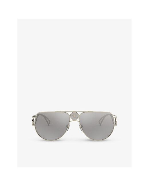 Versace Gray Ve2225 Pilot-frame Metal Sunglasses