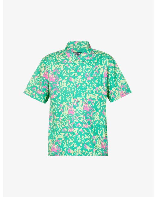 BBCICECREAM Jungle Camo-print Boxy-fit Cotton-poplin Shirt in Green ao ...