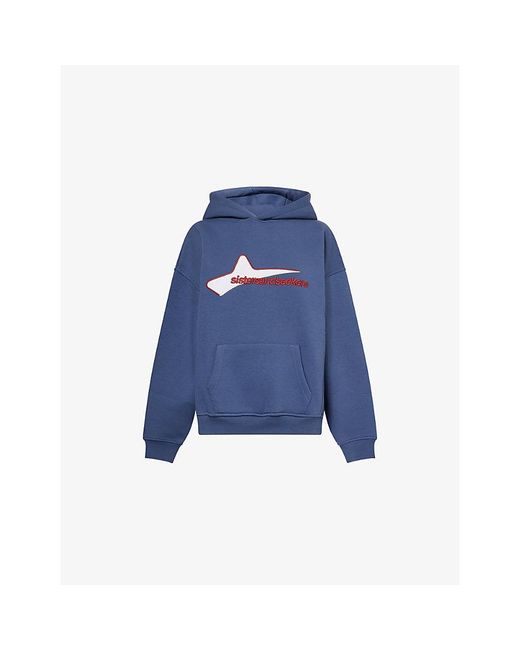 Sisters & Seekers Blue North Star Logo-Appliqued Cotton-Jersey Hoody