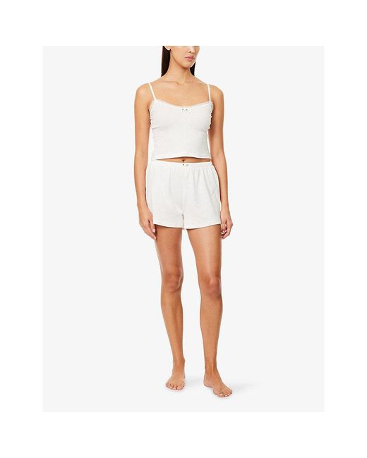 THE NAP CO White Pointelle Cotton-Jersey Shorts