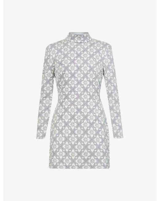 CASABLANCA Highneck Slimfit Jacquardknit Mini Dress in White Lyst