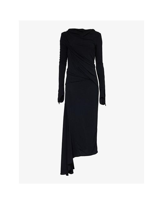 Givenchy Black Draped Cowl-neck Stretch-woven Maxi Dress