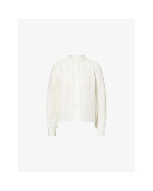 ME+EM White Lace-Trim Silk And Cotton Blouse