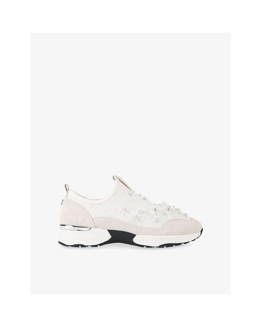 Carvela Kurt Geiger White Tempo Jewel Slip-On Woven Trainers