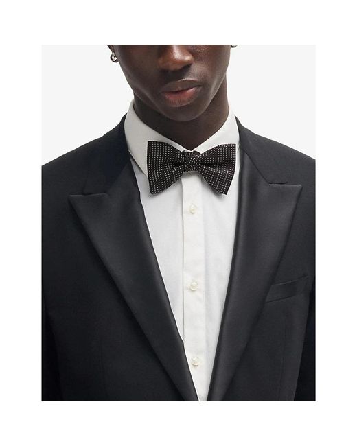 HUGO Black Micro-Dot Silk Bow Tie for men