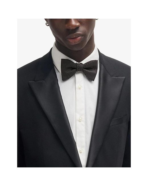 HUGO Black Micro-Dot Silk Bow Tie for men
