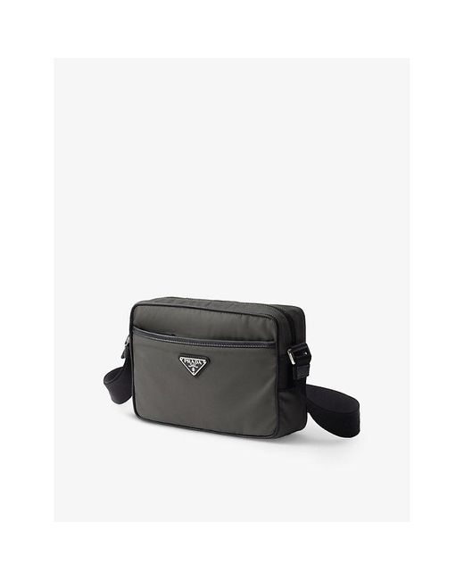 Prada Black Brand-Plaque Re-Nylon Shoulder Bag for men