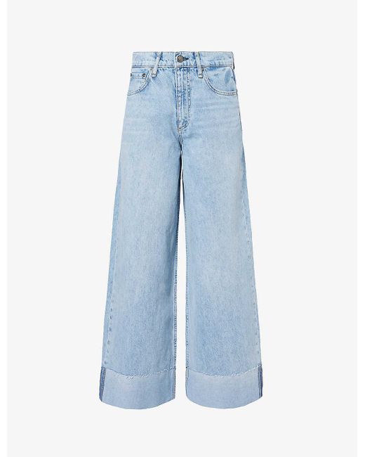 Rag & Bone Blue Sofie Cropped Wide-leg Mid-rise Denim Jeans