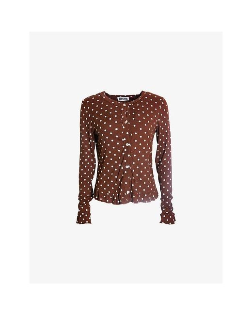 Amy Lynn Brown Edie Polka-Dot Woven Cardigan