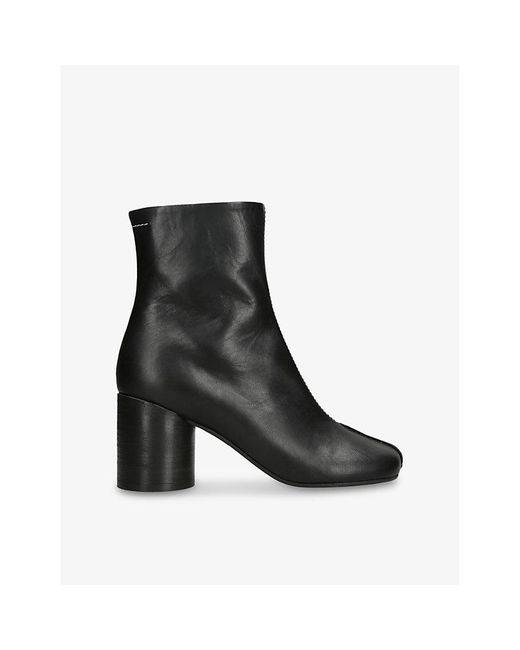 MM6 by Maison Margiela Anatomic 70 Leather Heeled Ankle Boots in Black ...