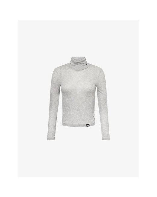 The Couture Club White Roll-Neck Long-Sleeves Woven Top