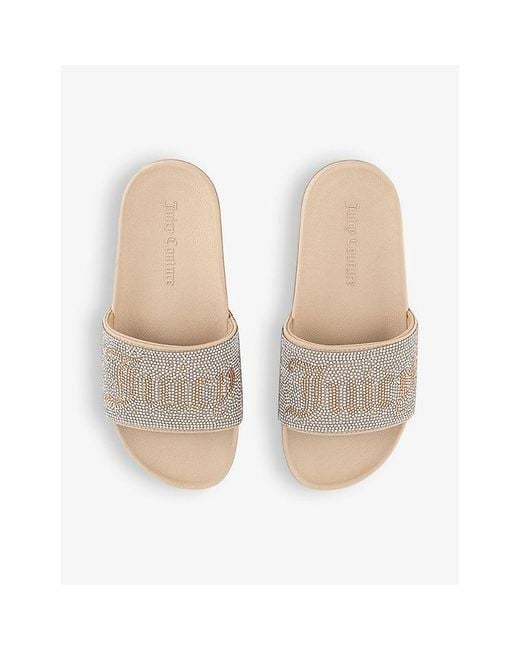 Juicy Couture Natural Donna Diamante-embellished Rubber Sliders