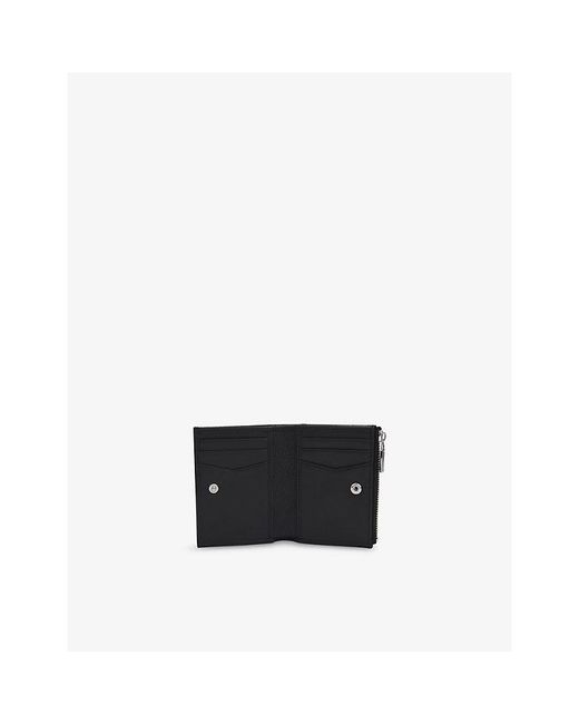 Boss Black Zipped 6-Slot Leather Wallet for men