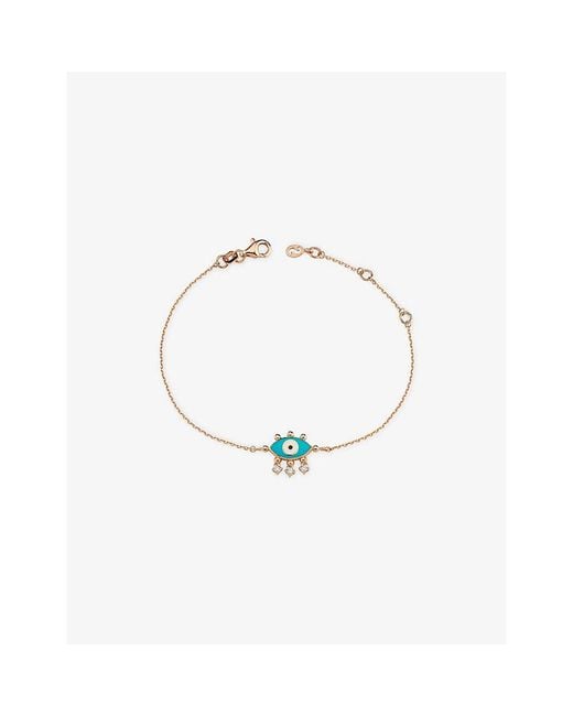 La Maison Du Couturier White Selda Evil Eye 14Ct Rose- And Diamond Bracelet