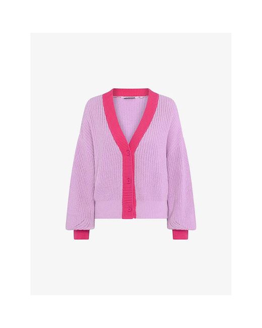 OMNES Pink Hopper Contrast-trim Cotton-knit Cardigan X