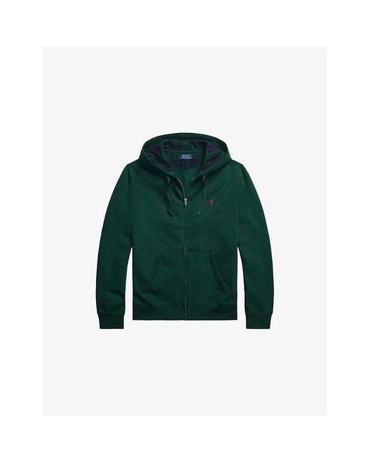 Polo Ralph Lauren Green Zipped Logo-Embroidered Cotton-Blend Hoody for men