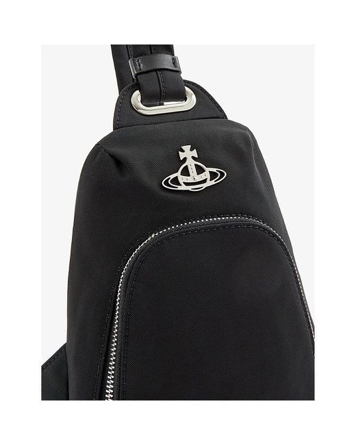 Vivienne Westwood Black Sling Logo-plaque Recycled-nylon Cross-body Bag