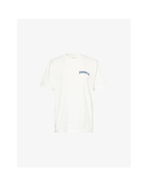 ADANOLA White Varsity Short Sleeve Oversized Cotton-Jersey T-Shirt