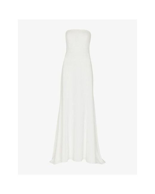 Whistles White Ellis Bow-Detail Strapless Woven Wedding Dress