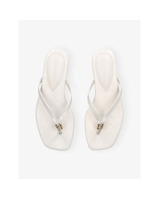 Steve Madden White Maliyah Flat Leather Sandals