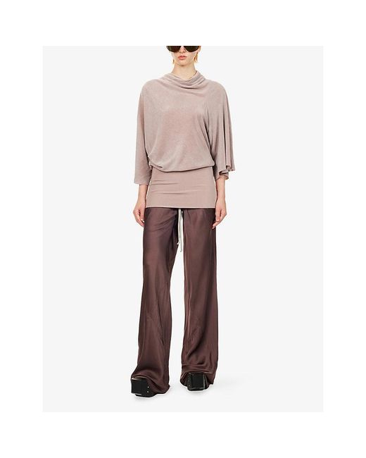 Rick Owens Pink Draped Velvet Silk-Blend Top