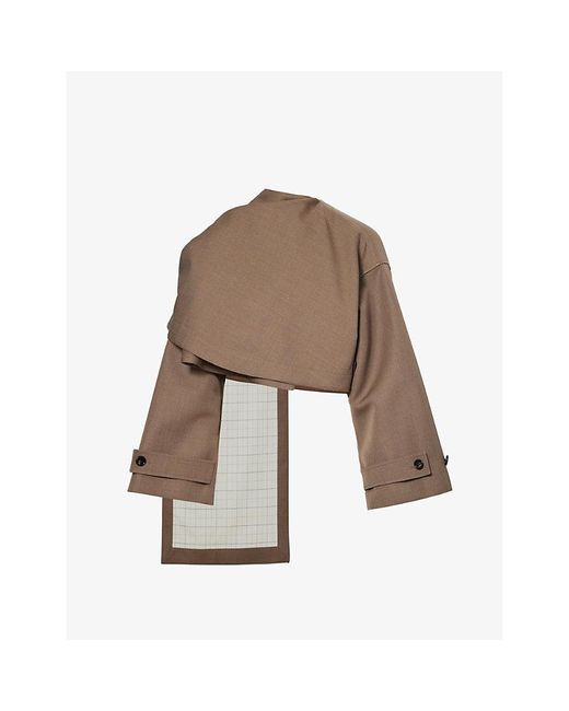 Bottega Veneta Brown Cape-panel Boxy-fit Wool Jacket