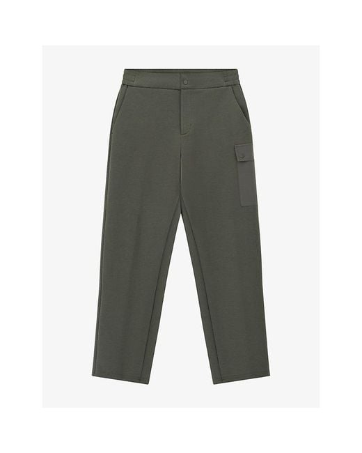Boggi Gray Straight Elasticated-Waist Stretch Cotton-Blend Trousers for men