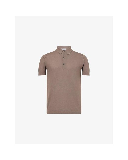 John Smedley Brown Roth Regular-Fit Cotton-Piqué Polo Shirt for men
