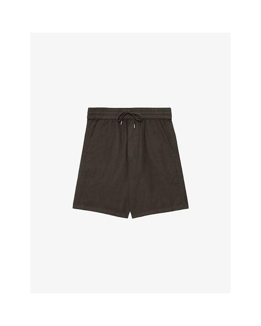AllSaints Brown Hanbury Cotton And Linen Shorts for men