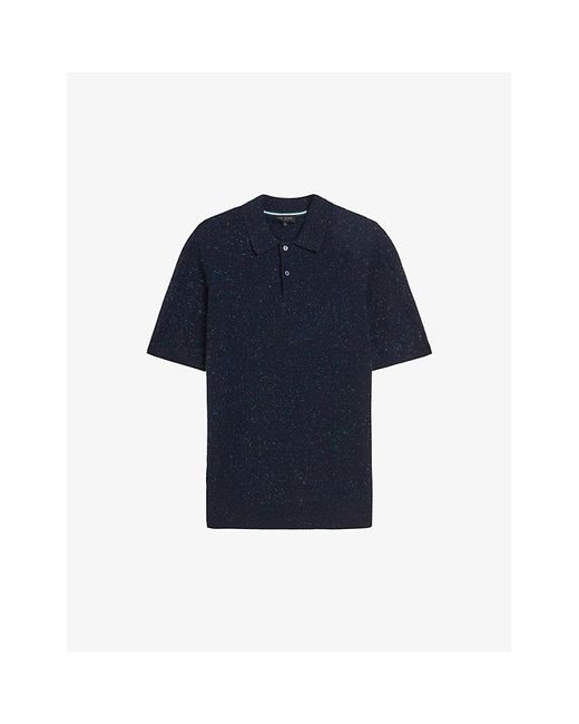 Ted Baker Blue Ustee Marled Knitted Polo Shirt for men