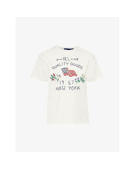 Polo Ralph Lauren White Graphic-print Cotton-jersey T-shirt