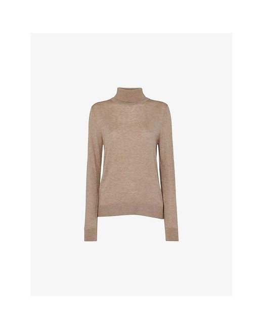 Whistles Natural Sparkle Roll-Neck Wool-Blend Jumper