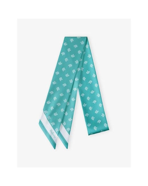 Mulberry Blue Tree-Print Skinny Woven Scarf