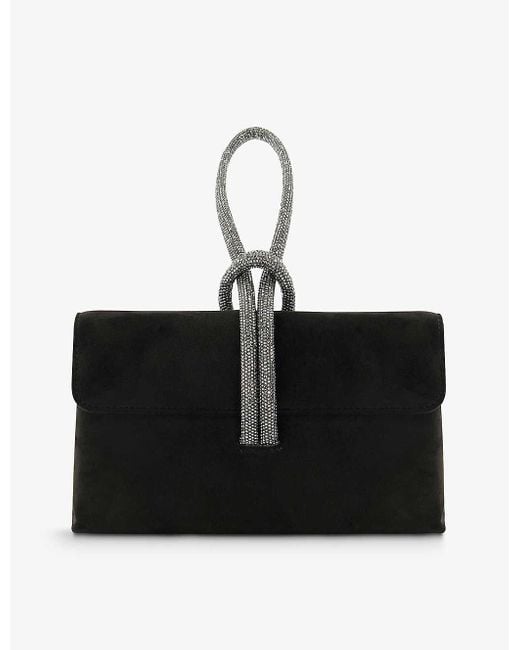 Dune Black Brynie Diamante-strap Woven Clutch Bag