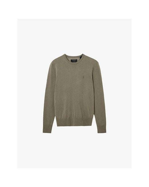 AllSaints Green Mode Merino Marl-Pattern Wool Crew Jumper for men