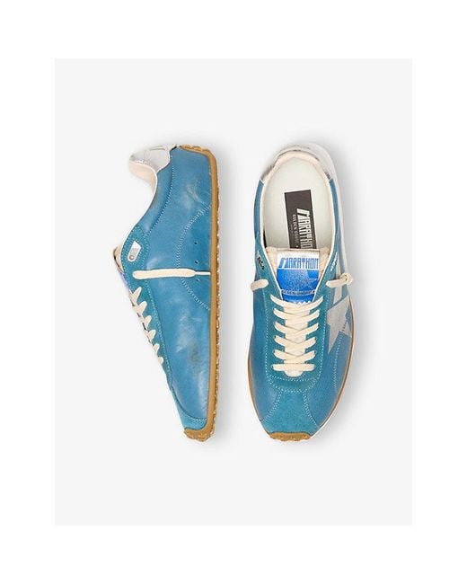 Golden Goose Deluxe Brand Blue Marathon Speed 50962 Leather Trainers for men