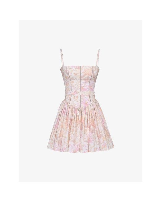 House Of Cb Pink Ysabella Stretch-Cotton Mini Sundress Xs (D-E Cup)