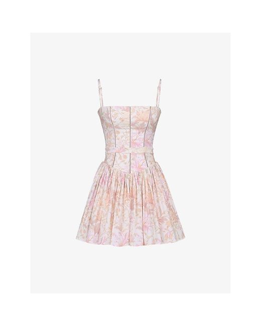 House Of Cb Pink Ysabella Stretch-Cotton Mini Sundress Xs (D-E Cup)