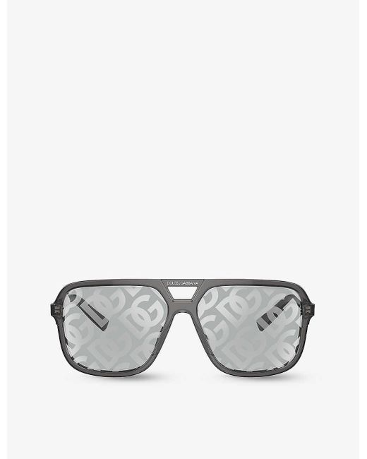 Dolce & Gabbana Gray Dg4354 Square-frame Acetate Sunglasses