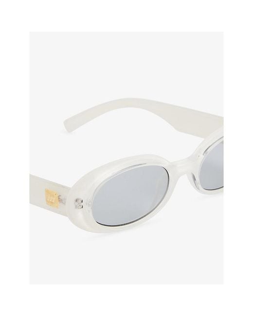 Le Specs White Work It Oval-Frame Acetate Sunglasses