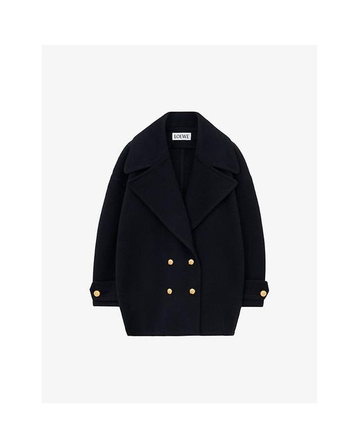 Loewe Blue Pebble Button-Embellished Wool Coat