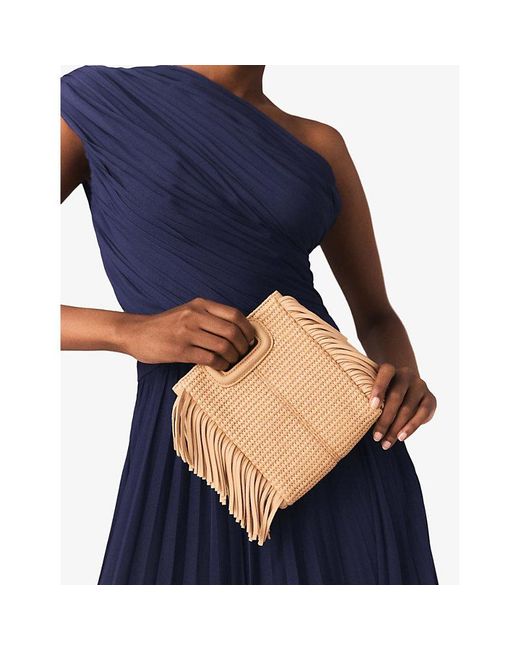 Maje Natural Mini M Raffia Shoulder Bag